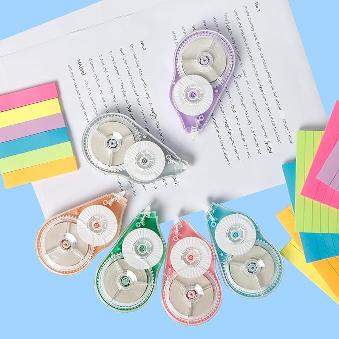 Upgraded 6 Pack Correction Tape (5mm, 590 ft Total) High-Capacity White Out Tapes Set for Quick, Precise Corrections | Bulk Correct Tape Dispensers for Office & School Supplies