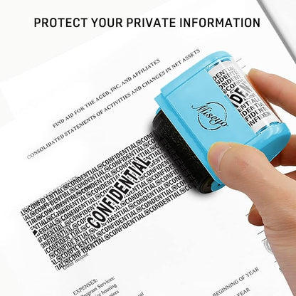 Miseyo Wide Roller Stamp Identity Theft Stamp 1.5 Inch Perfect for Privacy Protection - 3Pack Set (Blue)