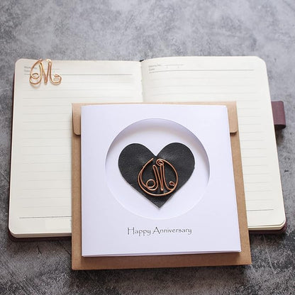 Personalized Initial Copper Card, Copper Initial, Anniversary Card for Her, Couple, Gift for Her (M)