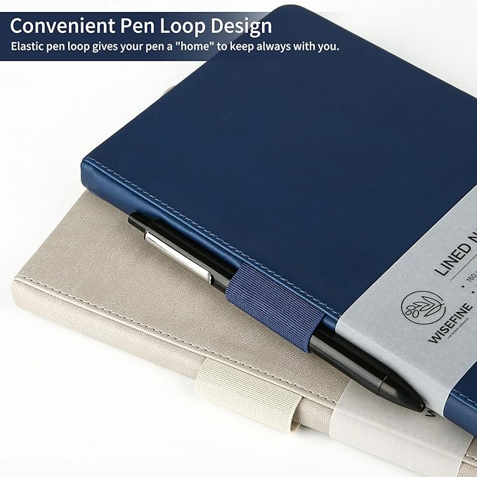 Hardcover Executive Notebooks, 160 Pages Line Ruled Classic Notebook Journal, Leather Notebooks with Pen for Bussiness College Writing Dark Blue