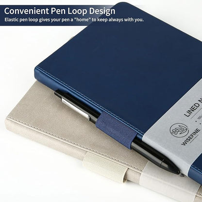 Hardcover Executive Notebooks, 160 Pages Line Ruled Classic Notebook Journal, Leather Notebooks with Pen for Bussiness College Writing Dark Blue