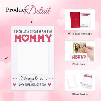 FaCraft Happy First Mothers Day Cards for New Mom First Time Mom Pregnancy From Bump Baby Boy Girl, 4 x 6, with Photo Insert, Gift Card with Envelope