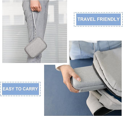 Hard Travel Case for Cabaro Mini Printer Sticker Thermal Printer, Bluetooth Portable Phone Printer Storage Holder Protection Case with Zipper Mesh Pocket fit Rolls Paper, Charging Cable, Grey