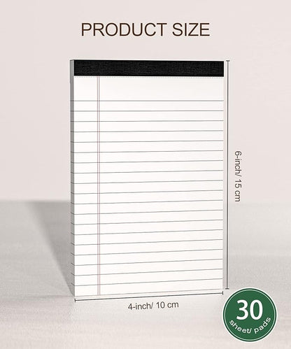 8 Pack Note Pads 4x6 Inch, White Mini Legal Pads, Small Writing Pads, Notepads of College Ruled Paper, Lined Paper Pads, Scratch Pads Mini Notepad for Grocery List, To-Do List, 30 Sheet/Notepad