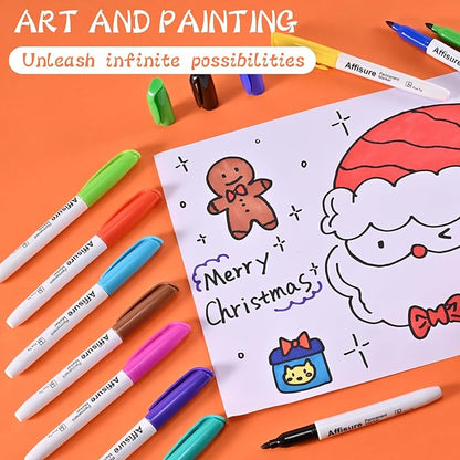 12 Colors Permanent Markers， 144 Pack Permanent Markers, Assorted Colors Marker，Fine Point， Permanent Markers Bulk, Fast Dry, Waterproof, work on Plastic, Glass, Metal, Wood and Stone