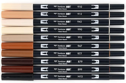 Tombow 56170 Dual Brush Pen Art Markers, Portrait, 10-Pack. Blendable, Brush and Fine Tip Markers