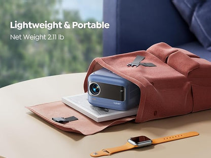 [Electric Focus] YABER Mini Projector with 5G WiFi and Bluetooth 5.2,18000 Lumen 1080P Portable Projector Support ±40° Keystone Correction,Outdoor Projector for Phone/ TV Stick/Laptop/PS5(Blue）