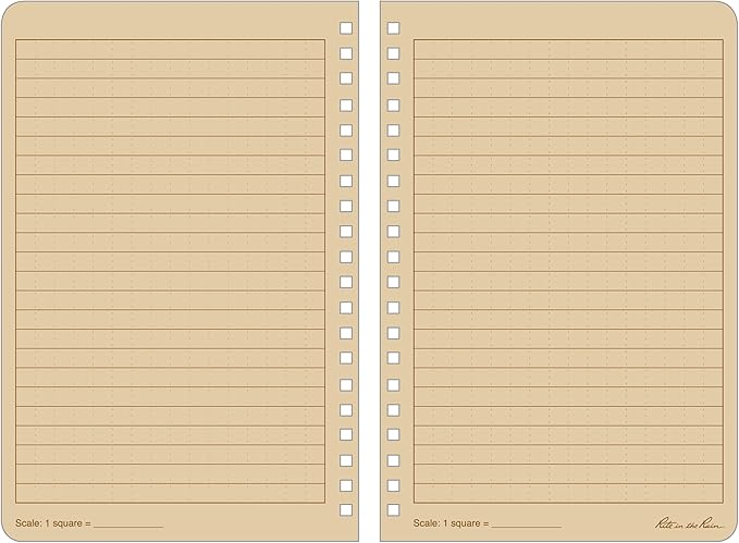 Rite in the Rain Weatherproof Side Spiral Notebook, 4.625" x 7", Tan Cover, Universal Pattern, 3 Pack (No. 973TL3)