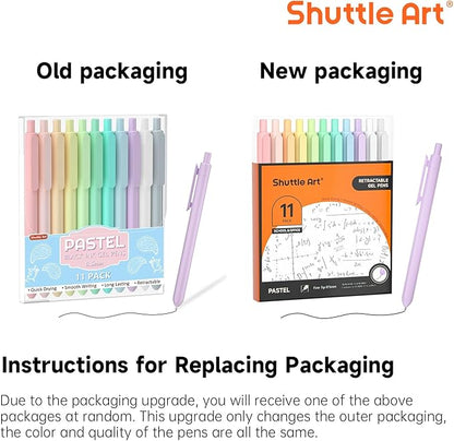 Shuttle Art Retractable Pastel Gel Ink Pens, 11 Pack Black Ink Pens, Cute Pens 0.5mm Fine Point for Writing Journaling Taking Notes School Office Home