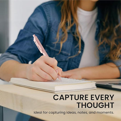 Gel Pens, 6 Pcs Quick Dry Blcak Gel Ink Pens, 0.5mm Fine Point Smooth Writing Pens for Journaling and Note Taking, Cute Aesthetic Pens for Women & Men-Pastel