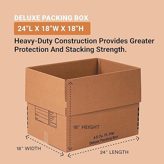 AVIDITI Deluxe 24" x 18" x 18" Single Wall Cardboard Boxes (10-Pack) | Large Corrugated Boxes For Shipping, Packaging, Moving, Storage Box for Home or Business, Strong Wholesale Bulk Boxes
