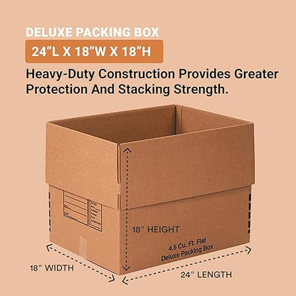 AVIDITI Deluxe 24" x 18" x 18" Single Wall Cardboard Boxes (10-Pack) | Large Corrugated Boxes For Shipping, Packaging, Moving, Storage Box for Home or Business, Strong Wholesale Bulk Boxes