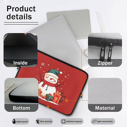 Cute Snowman Laptop Sleeve for Women Teen Girls 17 inch Laptop Protector with Multiple Uses Computer Carrying Case Christmas Tablet Bag Lap Top Case Men Laptop Protector