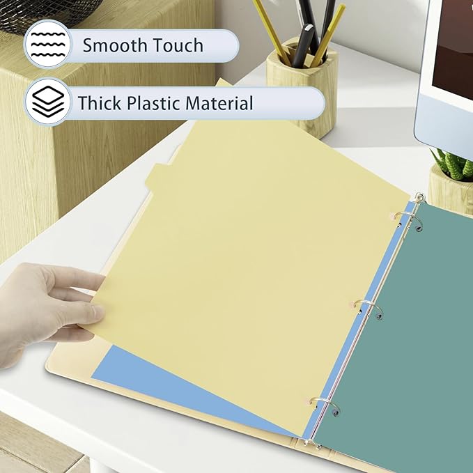 24Pcs/3 Sets Binder Dividers for 3 Ring Binder,8 Tab Binder Plastic Page dividers with Tab,8TAB Set,Multicolor