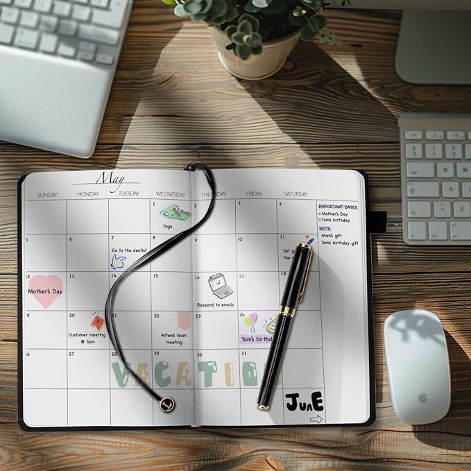 Undated Weekly and Monthly Planner, Cofullsky Weekly To Do List Planner Notebook with Unique Lettering Ribbon A5 Size Personalized Present Suitable for Women Men Teachers Kids (Letter F)