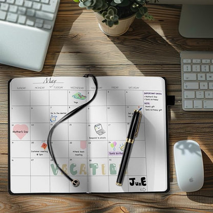 Undated Weekly and Monthly Planner, Cofullsky Weekly To Do List Planner Notebook with Unique Lettering Ribbon A5 Size Personalized Present Suitable for Women Men Teachers Kids (Letter S)