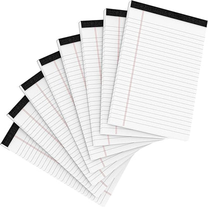 8 Pack Office Legal Pads 5x8" Lined Writing Note Pads 5x8 for Home Office Supplies Small To Do List Notepad Legal Pad Narrow Ruled Notebook 80GSM Paper for School White 30 Sheets per Notepads for Work