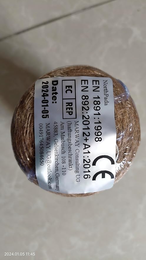 1/8 in (3mm) x 328 ft (100Meter) Natural Sisal Hemp Rope Heavy Duty Thick Twine for Cat Scratcher Post Tree, Garden, Binding, Crafts Packing Material