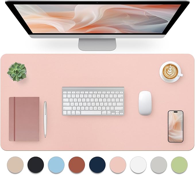 Blossoms Pink Desk Mat, Waterproof Non-Slip Leather Desk Pad, Large Mouse Pad, Desk Writing Pad, Desk Mat for Keyboard and Mouse Desk Organizers and Accessories (31.5×15.7 Inches)