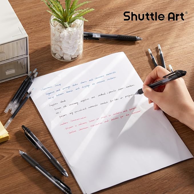 Retractable Gel Pen Refills, Shuttle Art 60 Pack Black Rollerball Gel Ink Pens Refills, Bulk Set, 0.7mm Fine Point for Writing Journaling Taking Notes School Office Home
