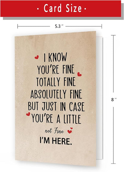 Funny Encouragement Card Gifts for Women Men，Warm Thinking of You Cards for Him Her，Get Well Soon Card，Positive Card，Inspirational Cards，Thoughtful You're Totally Fine，I'm Here for You Card