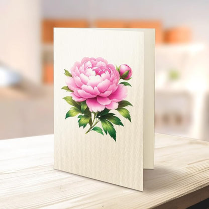 Paper Pop-Up Flower Card, Peony, Forever Flowers Bouquet 3D Popup Greeting Cards, Blank Note Envelope, Birthday Gift Cards, Mother's Day, Holiday Decorations