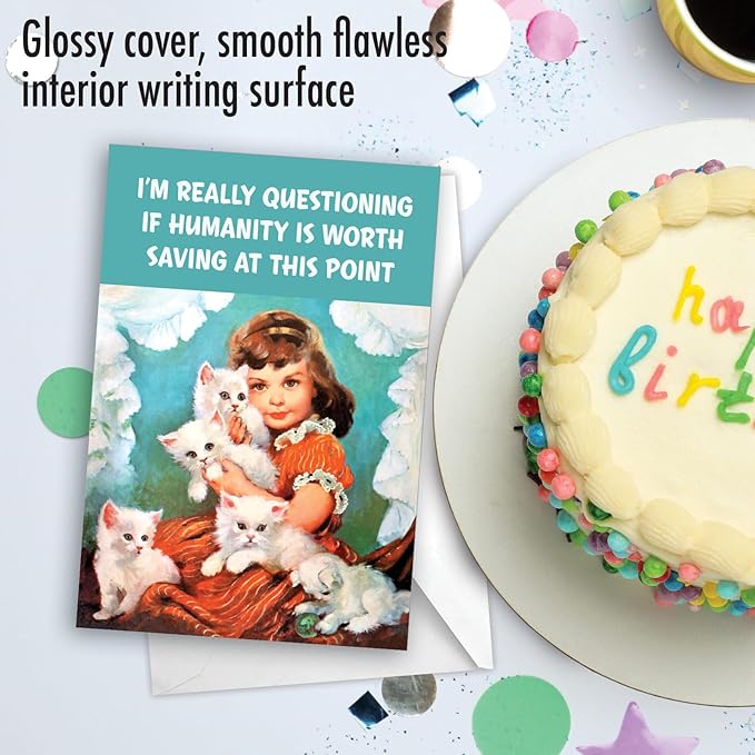 NobleWorks, Funny Birthday Paper Card with 5 x 7 Inch Envelope (1 Card) Bday Questioning Humanity C10807BDG