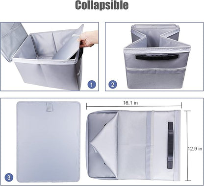 File Box with Lock, Fireproof Document Box File Organizer Box, Portable Office Collapsible File Storage with Reflective Strip for Hanging Letter/Legal Size Folder/Certificate