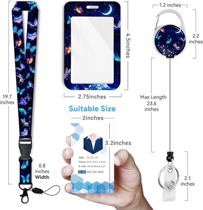 Butterfly Badge Holder with Retractable Reel and Breakaway LanyardBadge Clips Retractable Heavy Duty Badge Reel，Funny Keychain，ID Holder with Breakaway Lanyard for School Nurse Office Teen