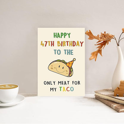 Funny 47th Birthday Card Gifts for Men, Happy 47th Birthday Decorations for Husband Him, Taco Gifts for 47 Years Old Bday Man, Cool 47 Mens Bday Ideas