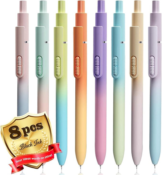 8 Pcs Gel Pens, 0.5mm Quick-dry Black Ink Pens Fine Point Smooth Writing Pens, High-End Series Pens for Journaling Note Taking, Cute Office School Supplies Gifts for Women Men