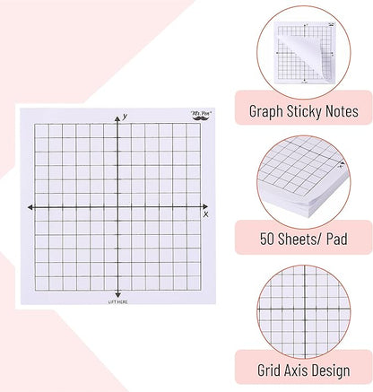 Mr. Pen- Graph Paper Sticky Notes, 6 Pads, 3x3 Inch, Graph Sticky Notes, Math Graph Paper, Graphing Sticky Notes, Grid Sticky Notes, Grid Notepad, Mini Graph Paper