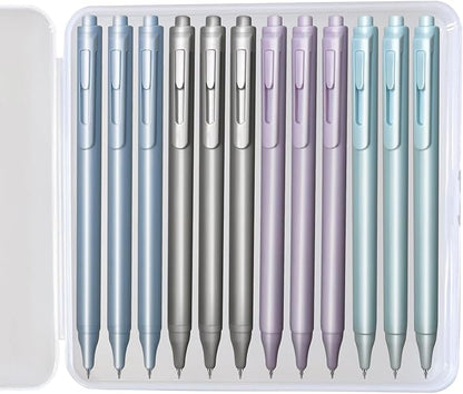 Gel Pens, 12-Pack, 0.5mm Fine Point Black Ink With Case - Smooth Writing, High-End Series for Journaling, Note Taking - Cute Office & Back to School Supplies, Stocking Stuffers Gifts for Women & Men