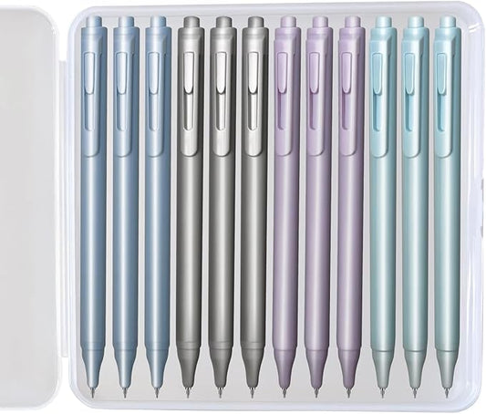 Gel Pens, 12-Pack, 0.5mm Fine Point Black Ink With Case - Smooth Writing, High-End Series for Journaling, Note Taking - Cute Office & Back to School Supplies, Stocking Stuffers Gifts for Women & Men