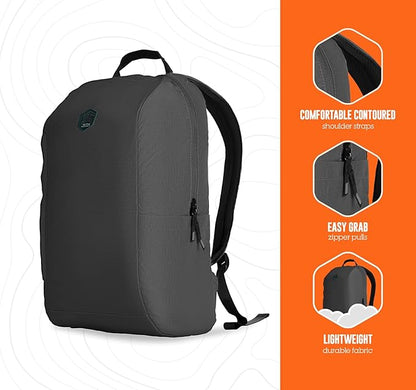 STM BagPack - Lightweight Travel Backpack - Inflatable Laptop Protection for up to 16" Laptop - Compact Self Contained Storable Bag, Water Resistant, Use as a Daypack or Everyday Pack - coffee brown