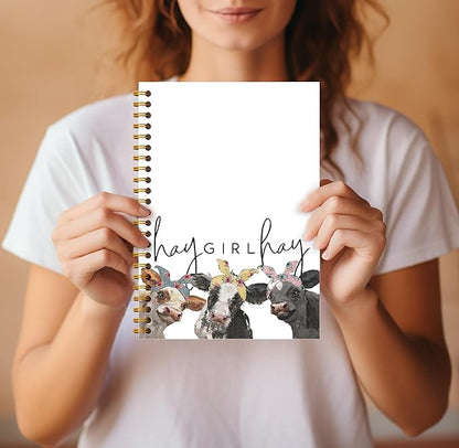 Hay Girl Hay Cow Notebook Journal - Cow Gifts for Women, Coworkers, Cowgirls, Western Gifts, Western Hay Girl Hay Cow Notebook Spiral Bound with 164 Pages