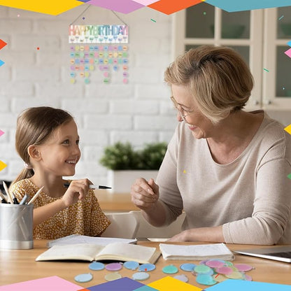 Eersida Birthday Calendar Wall Hanging Family Birthday Plaque with Tags Acrylic Birthday Reminder Calendar Board Classroom Birthday Reminder 120 Tags Christmas Party Gifts Home Decor(Pastel Color)