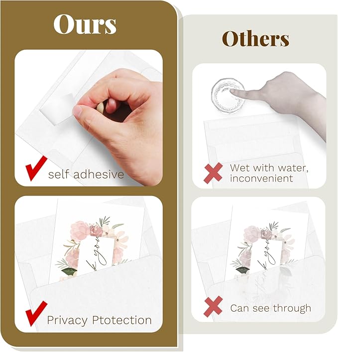 Goefun Blank White Cards with Envelopes 4 x 6 Folded Cardstock and A6 Envelopes Self Seal 100 Pack for Invitations, Wedding, DIY Greeting Postcards, Thank You Cards & All Occasion