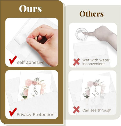 Goefun Blank White Cards and Envelopes 5.5 x 4.25 Folded Cardstock and A2 Envelopes Self Seal 100 Pack for Invitations, Wedding, DIY Greeting Cards, Birthday & All Occasion