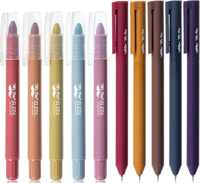 Mr. Pen- Bible Highlighters and Pens, 10 Pack, Gel Highlighters, Colorful Bible Highlighters No Bleed, Gel Highlighter No Bleed Through, Aesthetic Pens, Colored Ink Gel Pens, Cute Pens
