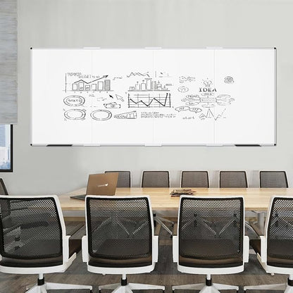 VIZ-PRO Large Dry Erase White Board/Magnetic Foldable Whiteboard, 120 X 48 Inches, Silver Aluminium Frame