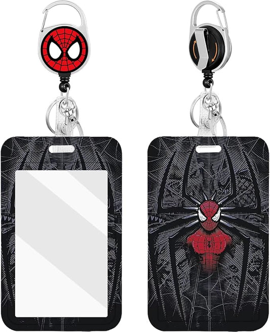 2 Pack for Spider-Man ID Badge Holder with Clip Badge Reels Retractable Heavy Duty Id Card Vertical Lanyard Holder with Carabiner Badge Reel with 24 inches Pull Cord