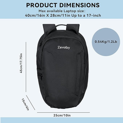 Zavothy Lightweight School Backpack with Laptop Compartment, 15.6 inch Business Computer Backpack Simple Small Backpack for Women Men Water Resistant Casual Daypack Backpack Black