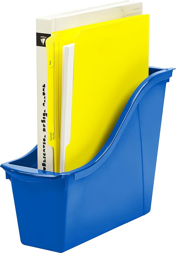 Storex 70113U06C Small Book Bin, 11.75 x 4.5 x 8.5 Inches, Assorted Colors, Color Assortment WILL Vary, Case of 6, Multicolor, Classroom Assortment