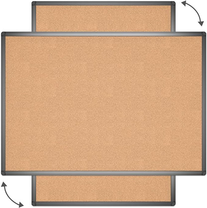 VIZ-PRO Cork Notice Board, 48 X 36 Inches, Cork Bulletin Board with Black Aluminium Frame