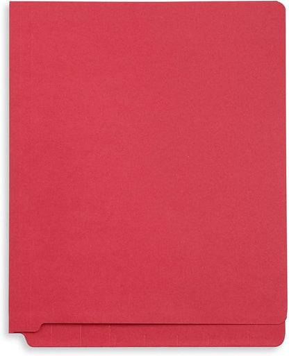 50 Red End Tab Fastener File Folders - Reinforced Straight Cut Tab - Durable 2 Prongs Designed to Organize Standard Medical Files, Receipts, Office Reports, and More - Letter Size, Red, 50 Pack