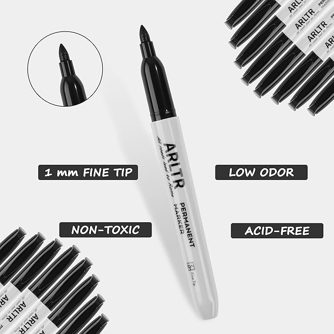 Permanent Markers Bulk with Fine Tip, Bulk Pack of 144 with Black, Works on Plastic,Wood,Stone,Metal and Glass for Doodling, Coloring as Office, School Supplies