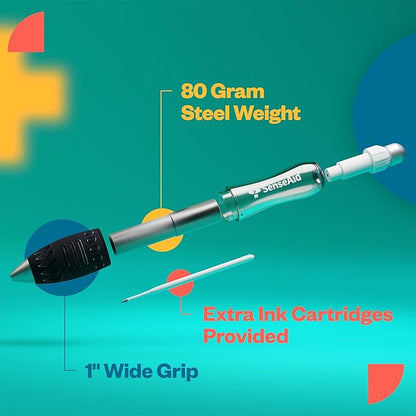 Fat Heavy Weighted Pens | Set of Two Super Big Pens Including TWO BONUS INK REFILLS | Large Wide Grip Pens Aids Writing For Those With Arthritis, Parkinson's, Carpal Tunnel & Essential Hand Tremors