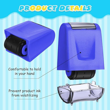 Sherr 2 Handwriting Line Stamp Roller Dashed Handwriting Lines Practice Roller Stamp for Kids, Teachers Kindergarten Education Classroom Back to School Need(2.72 x 2.44 x 1.54 Inch,Blue Purple)