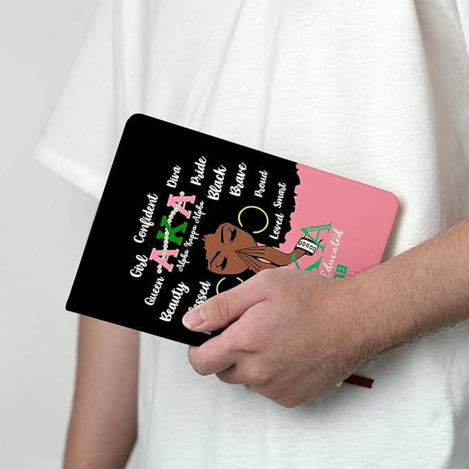 AKA Sorority Gift Leather Notebook for Women Girls Pink and Green Greek Sorority Journal Notebook Sisterhood Graduation Gift (3)